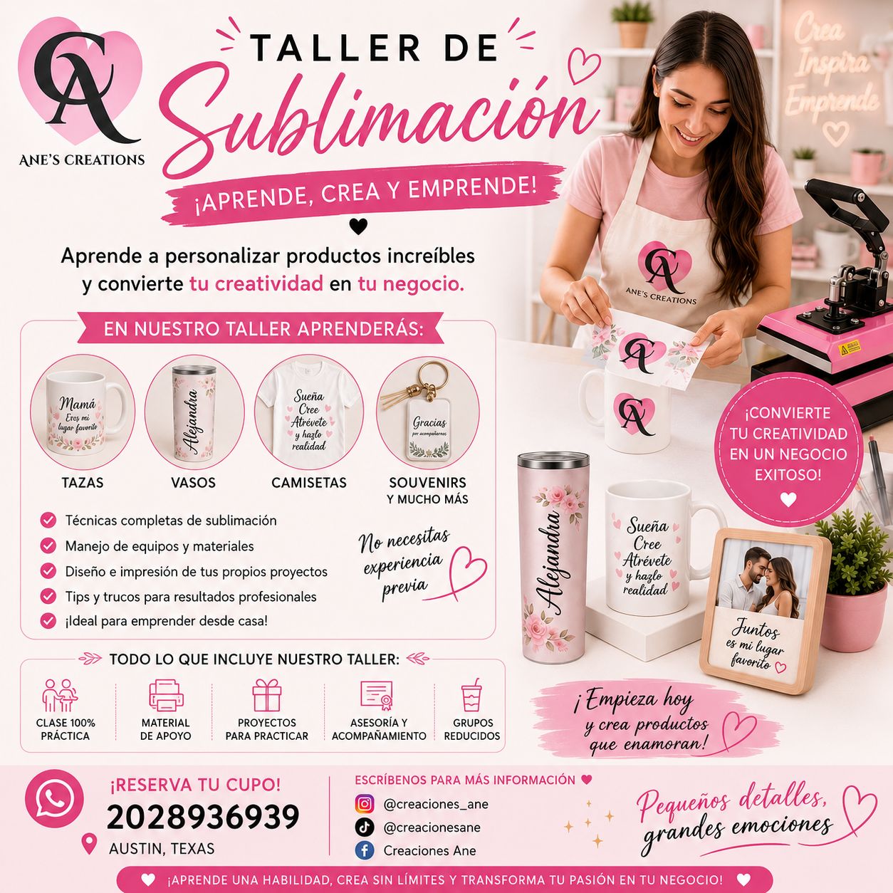 Taller de sublimación Creaciones Ane
